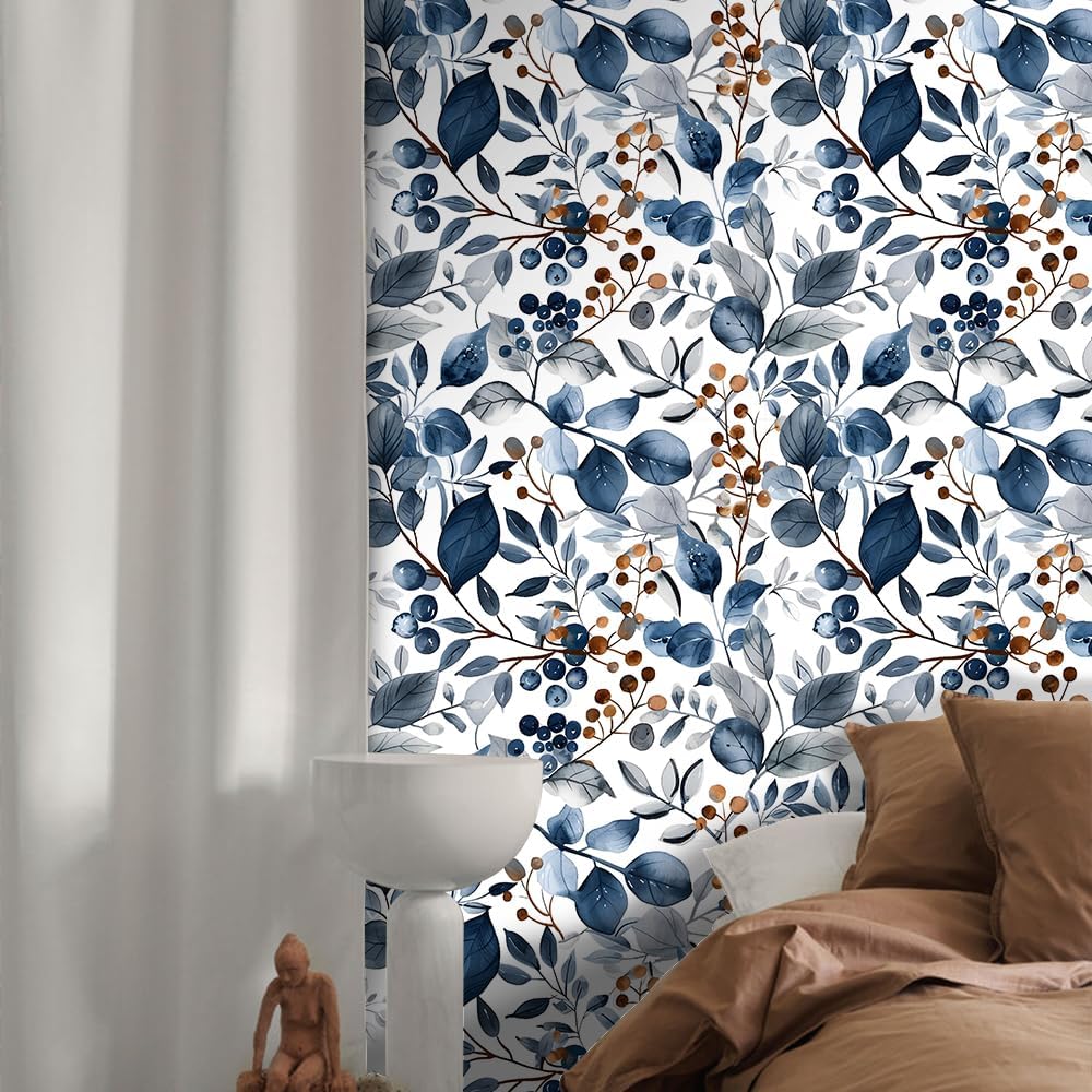 Floral Peel and Stick Wallpaper, 17.71" x 118.1" - Removable, Waterproof, Decorative Vinyl Wallpaper for Bedroom, Living Room