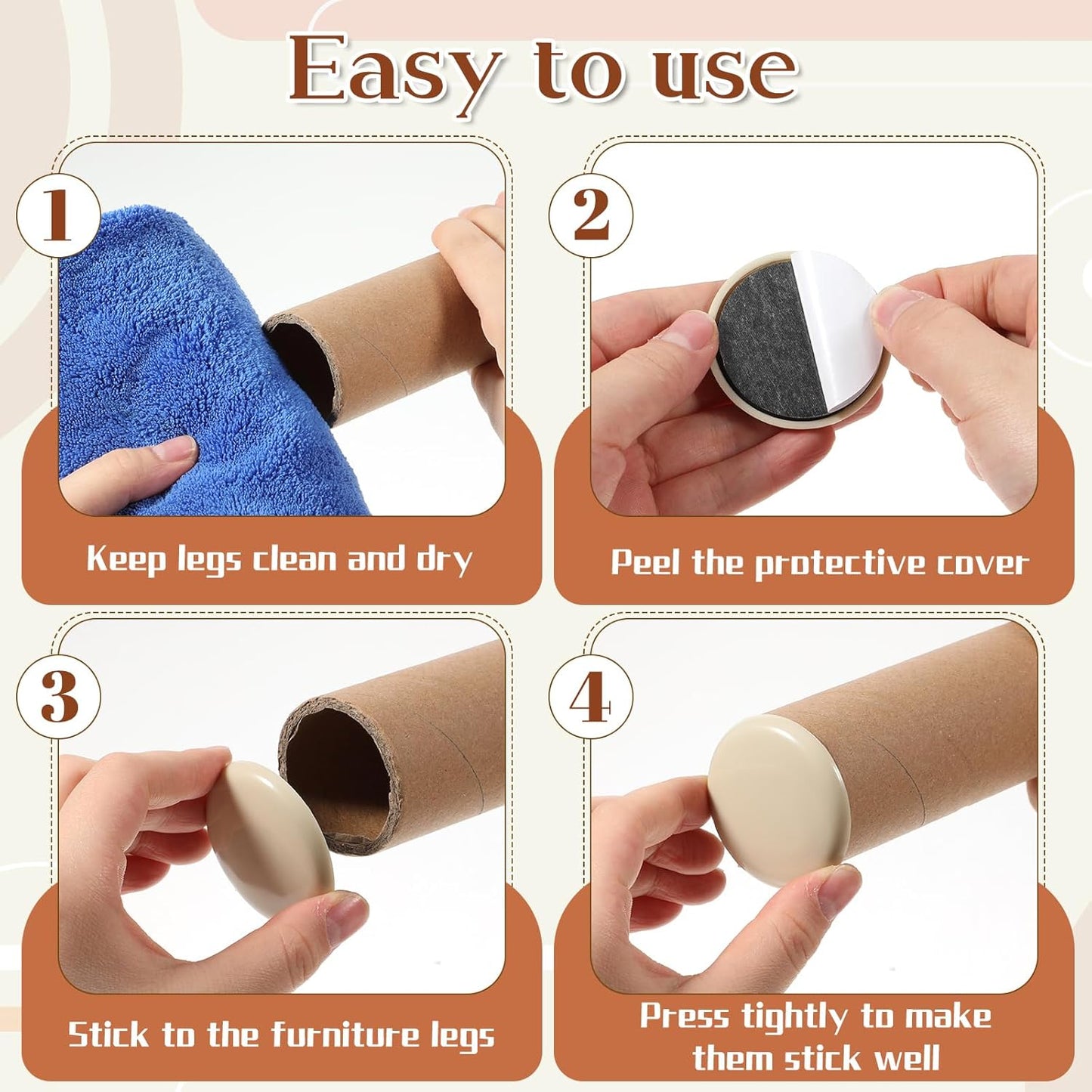 12 Pcs Furniture Sliders, Round Sliders for Furniture on Carpet, 2 Inch PE Floor Protectors for Sofa, Table & Chair Moving, Beige