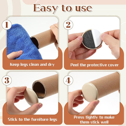 12 Pcs Furniture Sliders, Round Sliders for Furniture on Carpet, 2 Inch PE Floor Protectors for Sofa, Table & Chair Moving, Beige
