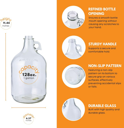 Fastrack 1 Gallon Glass Jug Laundry Detergent Dispenser | Airtight Screw-Top Pump Container | Non-Slip Base | Detergent Pump Dispenser or Syrup Pump Dispenser | Eco Friendly Food Grade
