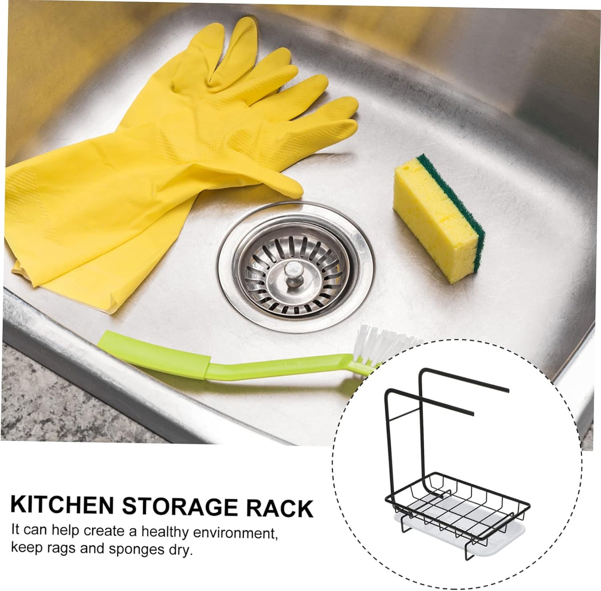 PRETYZOOM 1pc Kitchen Dual-Purpose Storage Rack Dishcloth Sponge Draining Rack Modern Design for Sponges Cleaning Soaps Wall-Mounted Kitchen Organizer