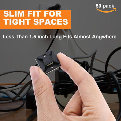 3/4" Zip Tie Adhesive Mounts Self Adhesive Cable Base Holders with Multi-Purpose Tie wire clips with screw hole,Anchor stick on wire holder,Black