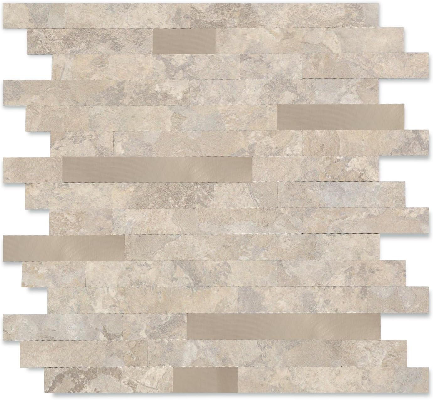 Yipscazo 2026 New Upgrade 11.34" X 11.57" Peel and Stick Backsplash, Stick on Backsplash Tiles for Kitchen, Bathroom, Fireplace (10 Sheets, Beige Rocks + Rose Gold)