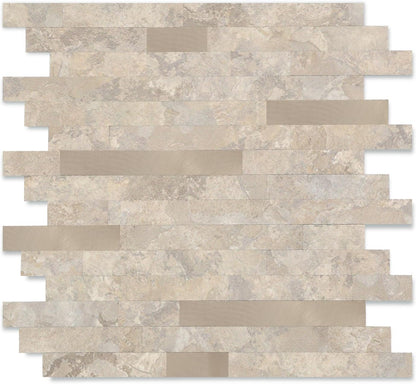 Yipscazo 2026 New Upgrade 11.34" X 11.57" Peel and Stick Backsplash, Stick on Backsplash Tiles for Kitchen, Bathroom, Fireplace (10 Sheets, Beige Rocks + Rose Gold)