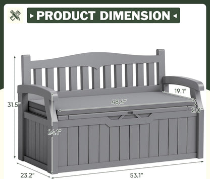 Flamaker 80 Gallon Storage Bench Outdoor Indoor, Durable All-Weather Seating with Hidden Storage, Lockable Deck Box for Garden, Patio, Poolside (Brown)