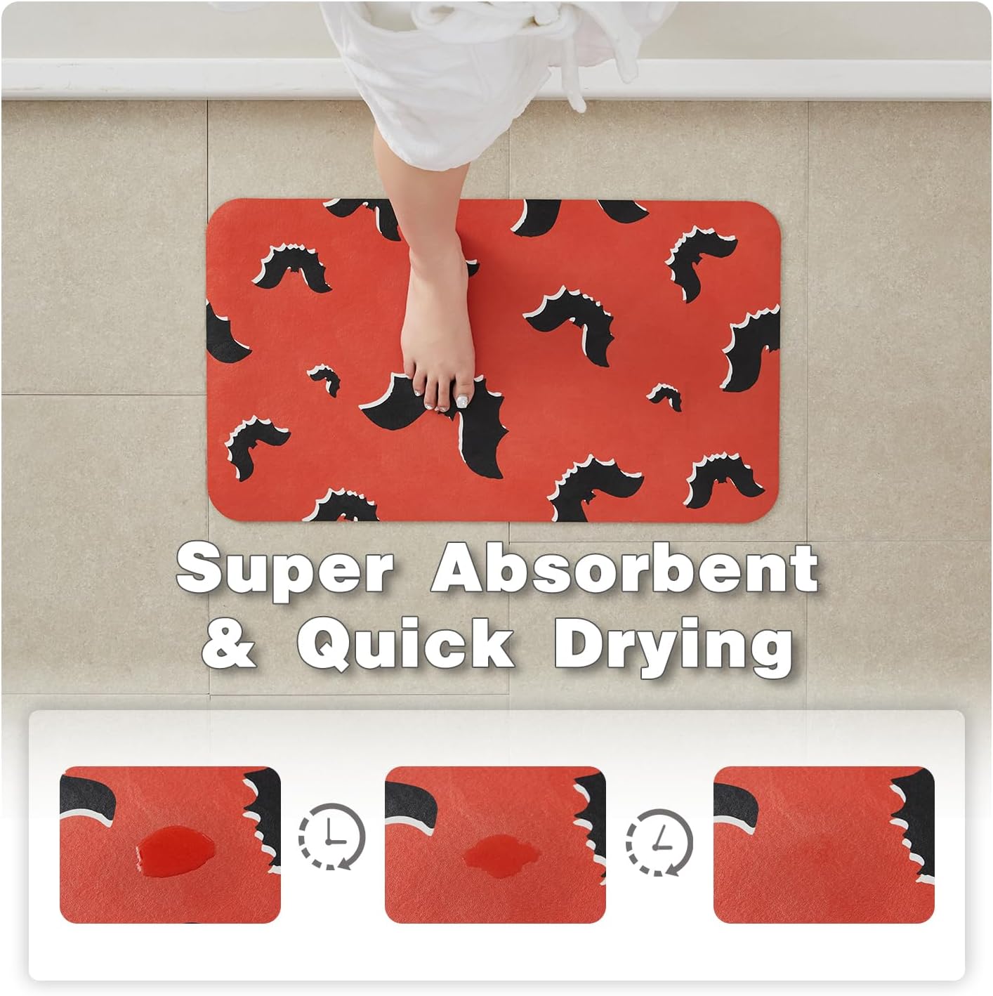TYUU Bath Mat, Bathroom Rugs Non Slip Washable Thin Absorbent Quick Dry Bath Mat Fits Under Door Bathroom Floor Mat Perfect for Bath, Shower, or Sink 16"x24" Dark Grey