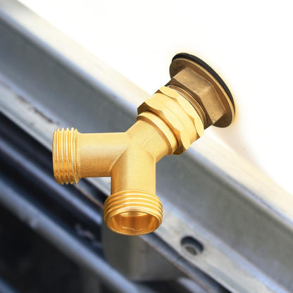 SIGURANTA Garden hose splitter, Brass Y-Type Unrestricted Flow Fitting, Garden Faucet splitter (2-way full flow)