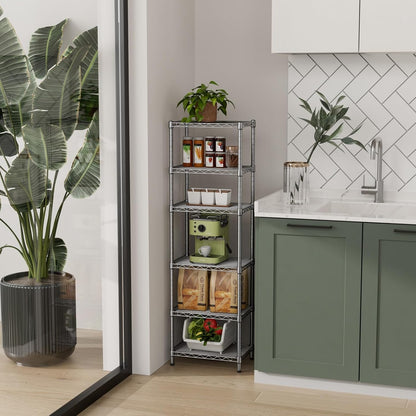 Golpart 4 Tier Adjustable Storage Shelves Metal Utility Shelf Wire Shelving Unit Organizer Rack for Home Kitchen Office Bathroom Pantry Room 12" D x 18" W x 44" H