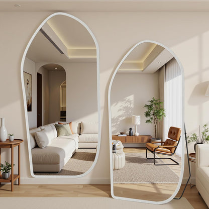 Suidia Full Length Mirror, Oversized Floor Mirror with Solid Wood Frame, Large Standing Mirror for Bedroom Living Room, Wood Art Style, Dark Walnut, 74" L x 32" W