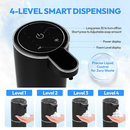2 Pack Automatic Foaming Soap Dispenser,Touchless Foam Soap Dispenser,12.8oz Rechargeable Wall Mounted Smart for Bathroom and Kitchen Dish Soap,Easy for Toddlers(White)