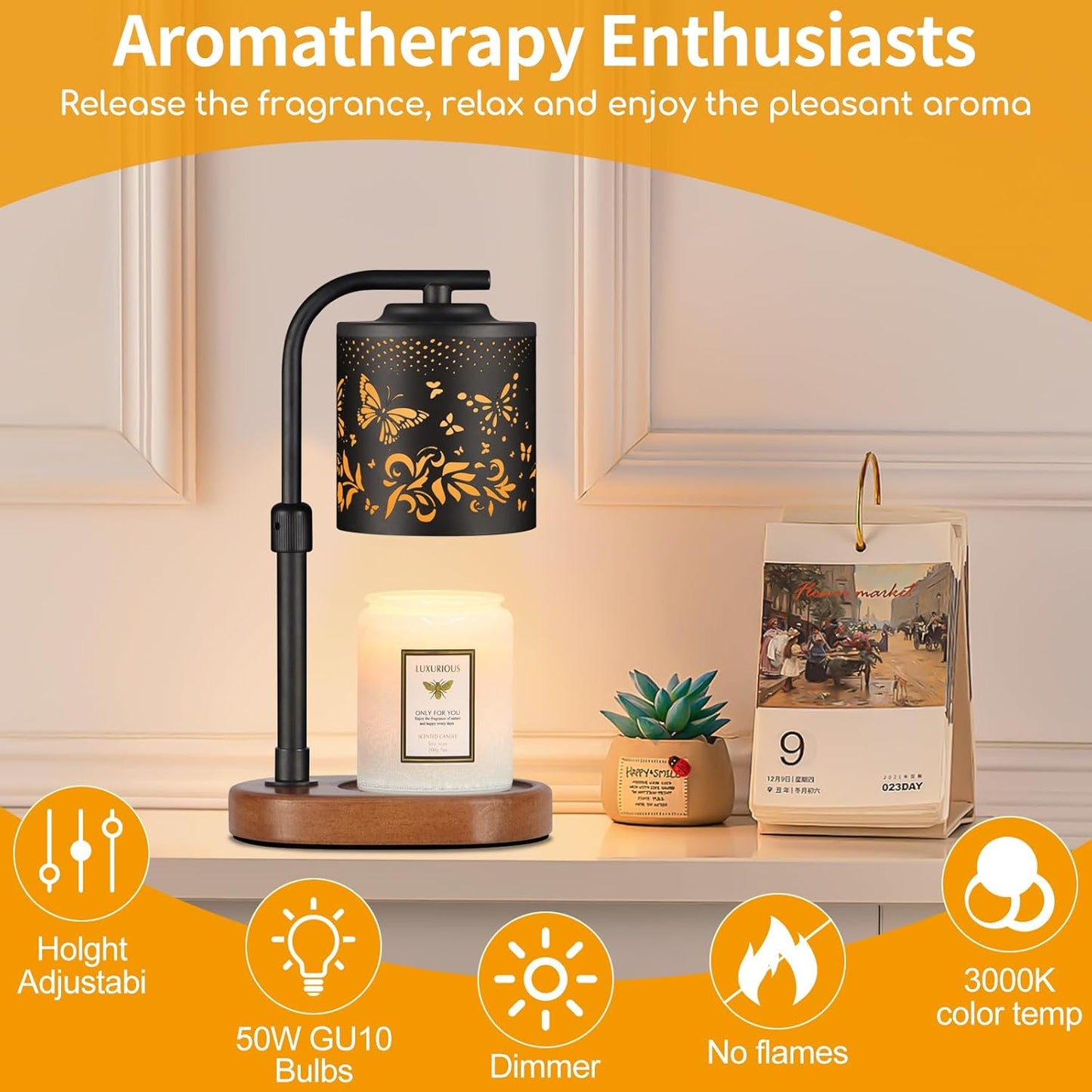 kobodon Candle Warmer Lamp with Timer, Electric Candle Lamp Warmer Birthday for Mom Women Home Bedroom Decor Wax Melt Warmer for Scented Wax with Jar Candles (Dragonfly)