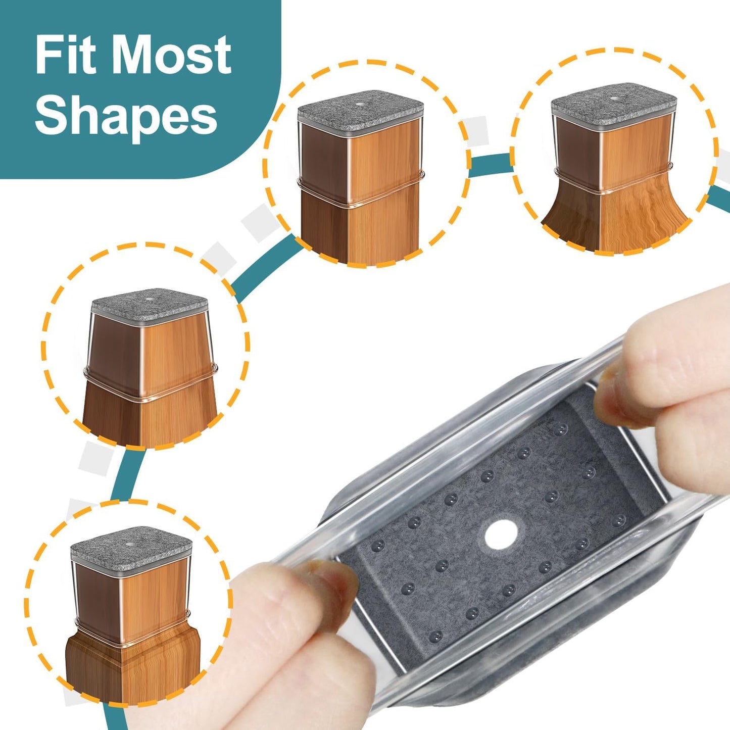 Ansible 24 Pcs Chair Leg Floor Protectors Square, Silicone Felt Furniture Leg Pads Caps Covers for Hardwood Floors (Fit:1-1/16" to 1-5/8")