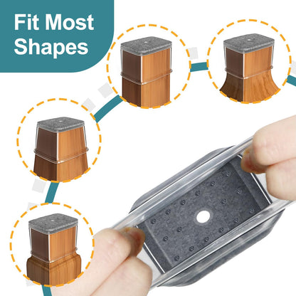 Ansible 24 Pcs Chair Leg Floor Protectors Square, Silicone Felt Furniture Leg Pads Caps Covers for Hardwood Floors (Fit:1-1/16" to 1-5/8")