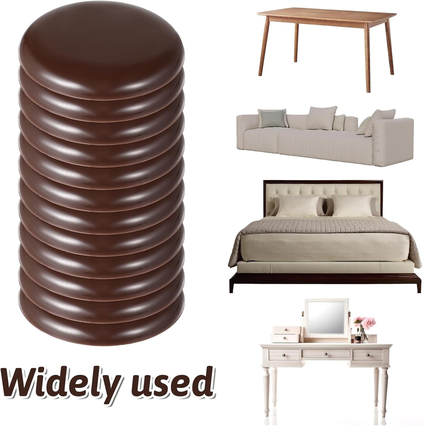 12Pcs Furniture Sliders for Carpeted Floors, 2-inch Stick Furniture Movers Self Adhesive Chair Gliders for Easy Moving on Carpet and Hardwood Floors(Coffee)