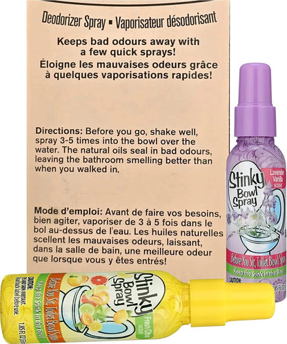 Set of 4 Stinky Bowl Spray 1.85oz - Before You Go Toilet Bathroom Deodorizer - Features Fresh Citrus Scent and Lavender Scent!