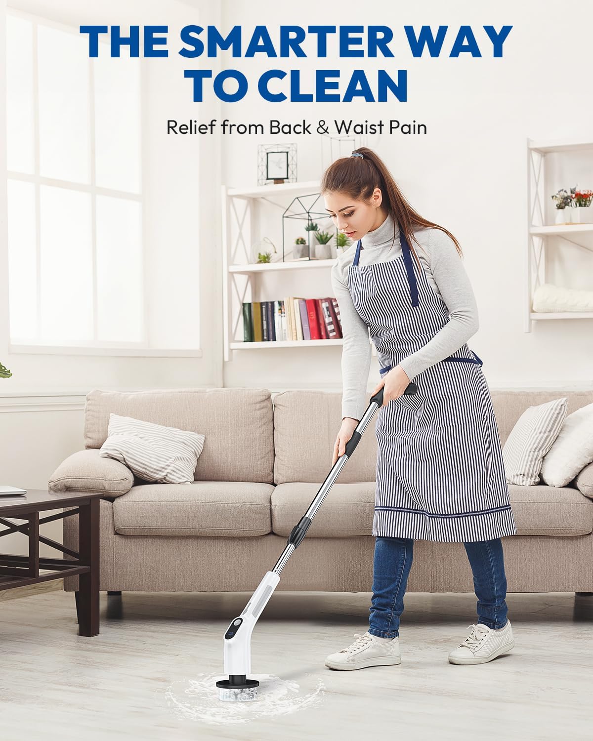 Electric Spin Scrubber for Cleaning - Upgraded Cordless Cleaning Brush Scrubber - IPX7 Waterproof Power Scrubber with 7 Brush Heads, Extended Handle and 2 Speeds for Bathroom Shower Bathtub Floor