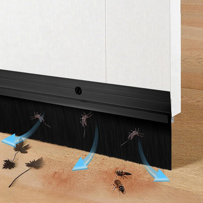7 Pack Retsun Door Brush Sweep, 1.5 in x 39.37 in, 23ft Total | Black Aluminum Door Brush Seal, Easy Install, Suitable for Exterior Garage Doors