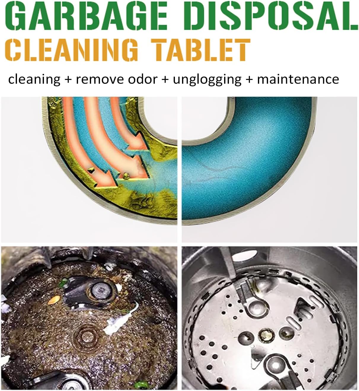 Garbage Disposal Cleaner Deodorizer Tablets 24 Pack Sink Freshener Kitchen | Deep foaming clean, Fresh scent, All disposal compatible,Effortless maintenance