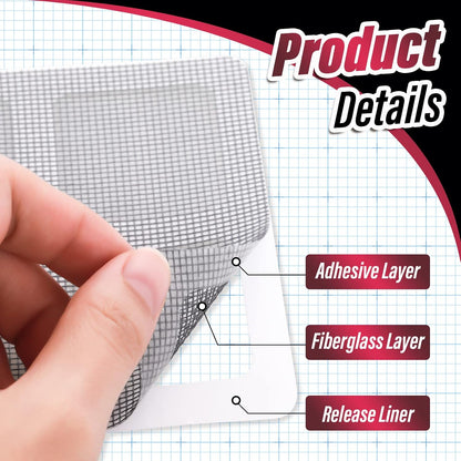 20 Pieces Tape Repair Patches, 4 Inches Mesh Patches Outdoor Tent Patch Kit | Portable Screen Tape Tent Mesh Repair Kit for Camping Hiking Supplies
