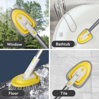 Shower Brush Scrubber with 51" Long Handle,3 in 1 Tub and Tile Cleaning Brush for Cleaning Bathroom Kitchen Toilet Wall Tub Tile Sink Non-Scratch (Yellow)