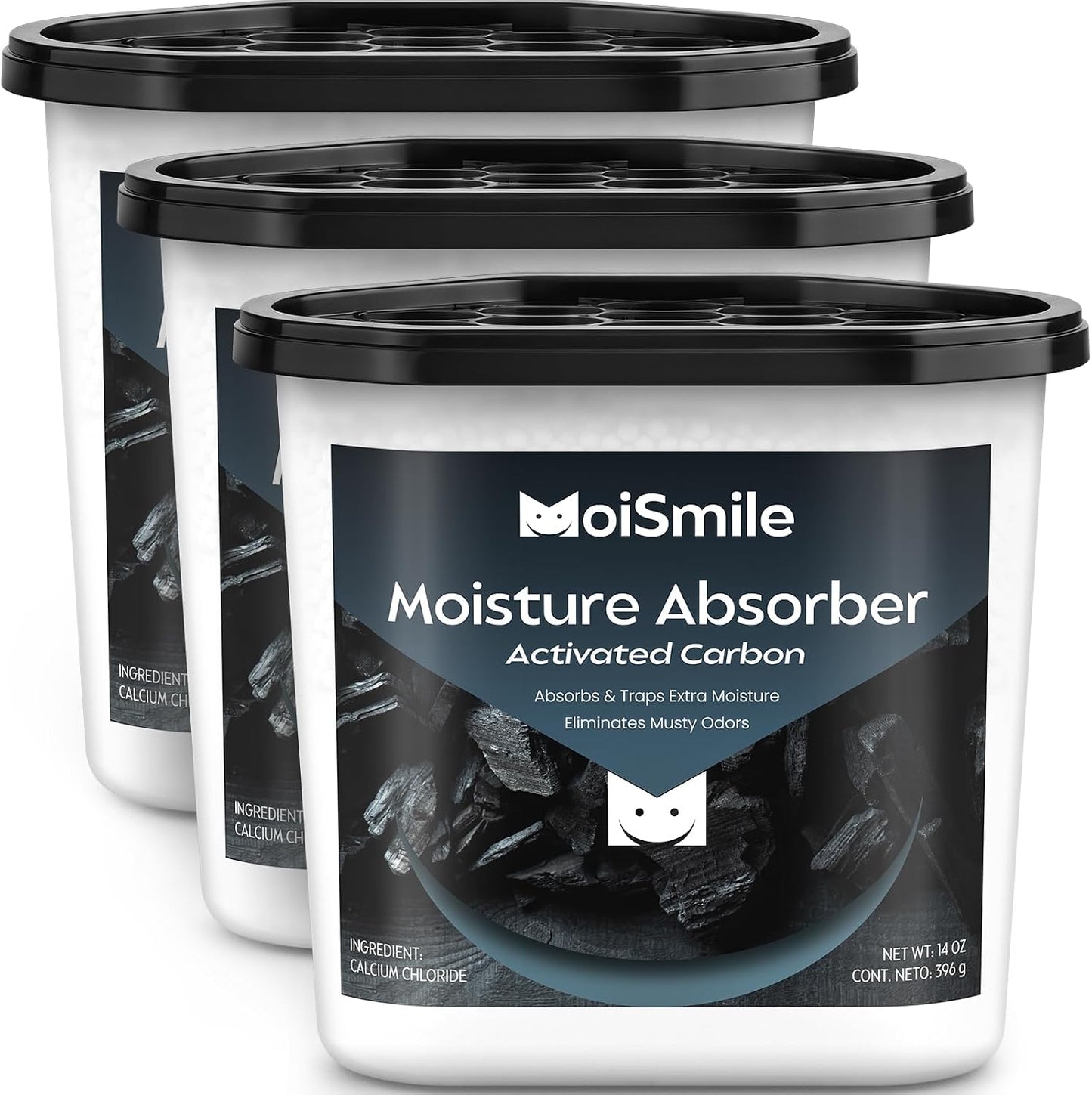 Moisture Absorbers with Activated Charcoal, Humidity Control & Air Deodorizing Preparations for Closet, Bathroom, Basement, Car & RV, 3 Pack