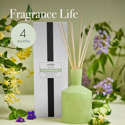 LAFCO New York Classic Reed Diffuser, Sea & Dune - 6 oz - Up to 3 Months Fragrance Life - Reusable Glass Vessel - Natural Wood Reeds - Made in The USA