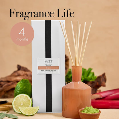 LAFCO New York Classic Reed Diffuser, Sea & Dune - 6 oz - Up to 3 Months Fragrance Life - Reusable Glass Vessel - Natural Wood Reeds - Made in The USA