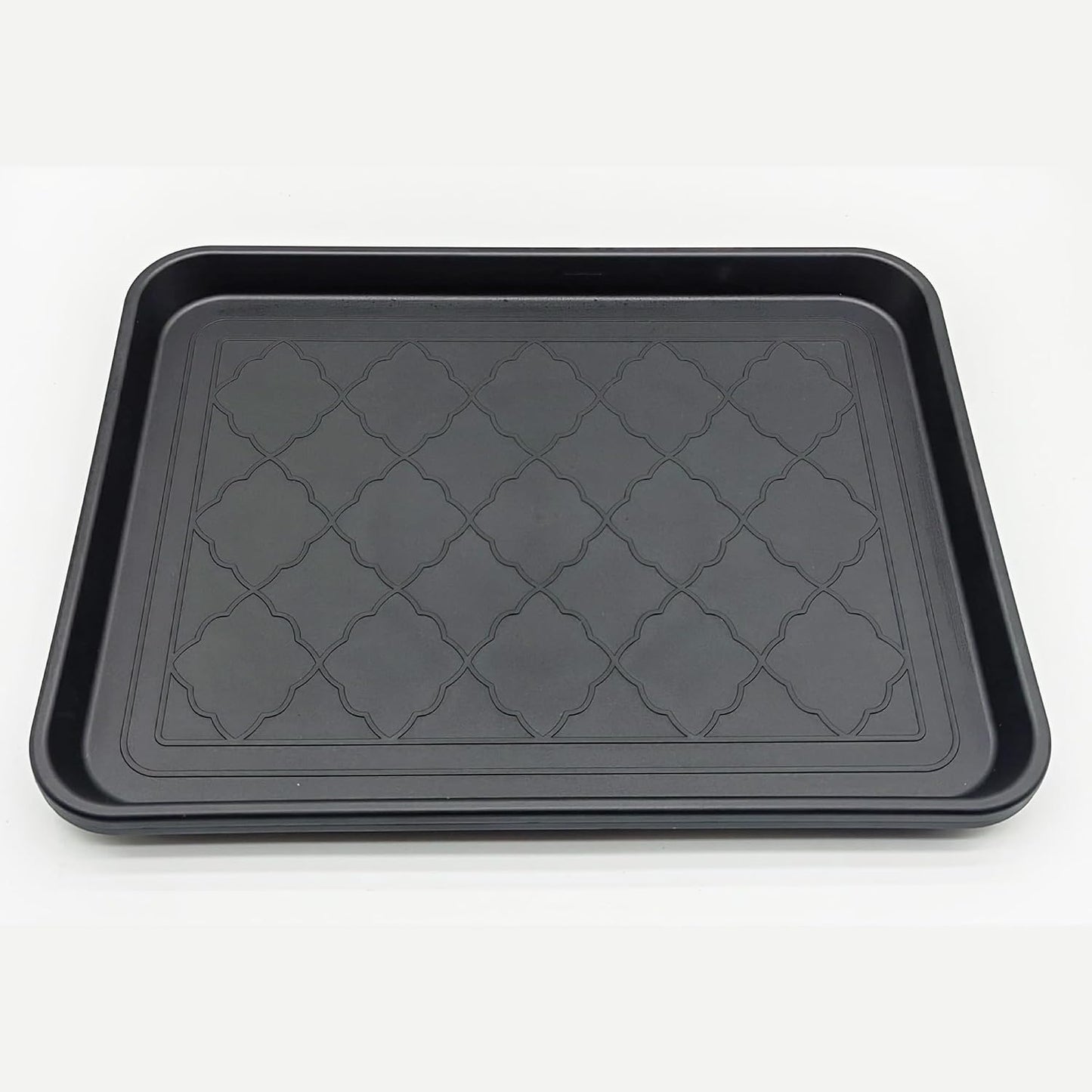 Small Boot Tray for Entryway Indoor, 2 Pack Wet Shoe Matt Tray for Floor Protection,Plastic Boot Mat w/Lip, Wet Shoe Mats for Mudroom (16.54in*12.6in*1.2in)