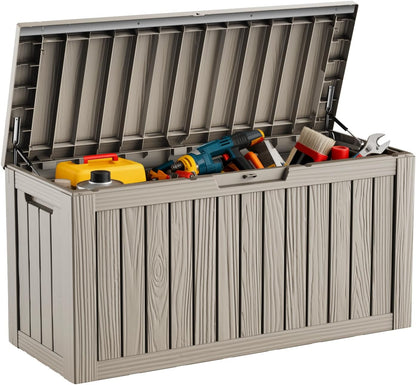 DRATO 180 Gallon Outdoor Storage Box, Large Waterproof Deck Box, Lockable Resin Storage Container with Reinforced Support for Patio Cushions, Garden Tools, UV-Resistant Outdoor Chest（Black，180 Gallon）