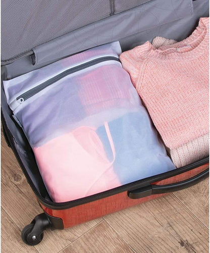 iDesign Mesh Laundry Bags with Built in Zipper for Cleaning Delicates– Set of 2, 1 Medium and 1 Large Bag, White