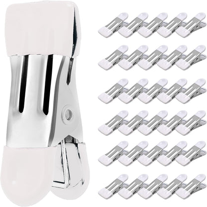 Clothes Pins Heavy Duty, 30 Pack, 2.17 Inch Metal Chip Clips, Clothespins for Photo Drying Clothesline Laundry Sock, Bag Clips for Food Kitchen Stainless Steel with Rubber, 6 Colors