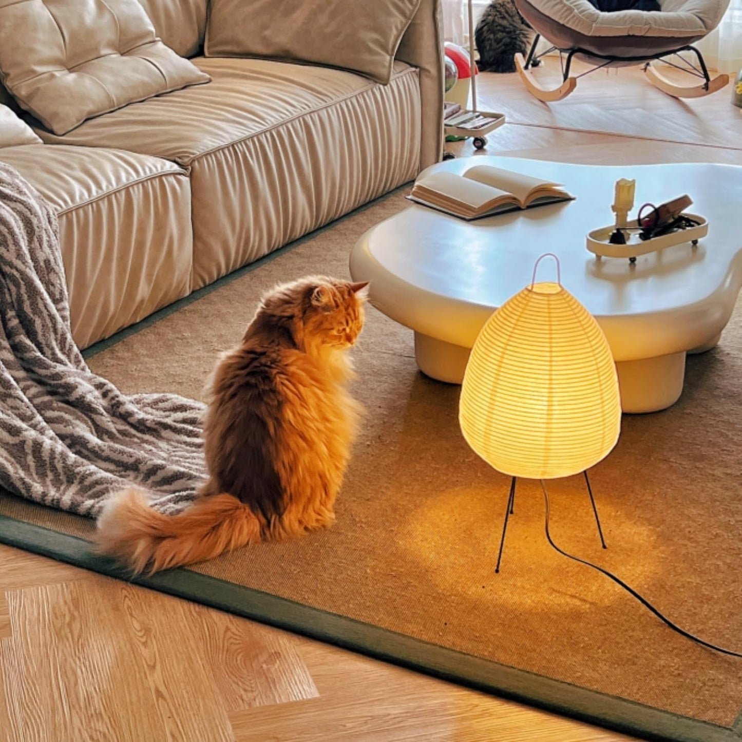 Noguchi Style Akari Floor Lamp, Rice Paper Lantern for Establishing A Warm and Cozy Ambiance in Any Room (Cloud), Japanses Floor Lamp