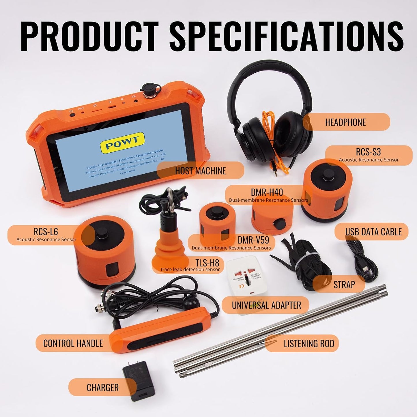 Underground Water Leak Detectors for Home PQ125A Wall Pipe Water Leakage Detection with Touchscreen Earphone and Carrying Case Multi Sensor Acoustic Pipeline Sound Intensifier