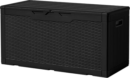 Devoko 30 Gallon Resin Deck Box Waterproof Outdoor Storage Box for Patio Furniture Pool Accessories Indoor Storage for Cushion Garden Tools (30 Gallon, Black)