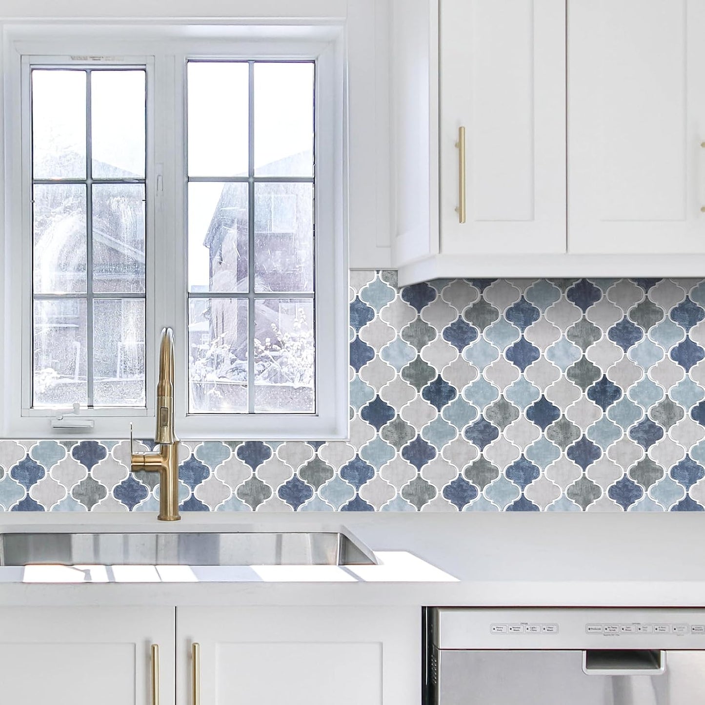 Arabesque Peel and Stick Backsplash for Kitchen, Thicker Design 3D Self Adhesive Wall Tiles, 12"x12" Peel and Stick Wall Tiles, Dark Grey 10-Sheet Stick on Tiles for Kitchen and Bathroom.