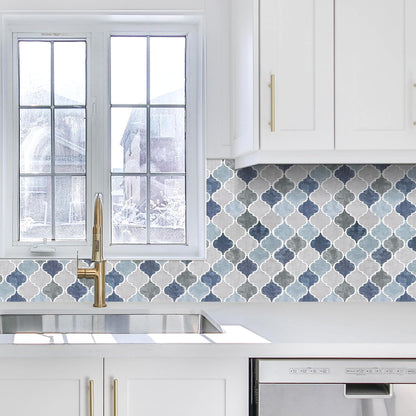 Arabesque Peel and Stick Backsplash for Kitchen, Thicker Design 3D Self Adhesive Wall Tiles, 12"x12" Peel and Stick Wall Tiles, Dark Grey 10-Sheet Stick on Tiles for Kitchen and Bathroom.