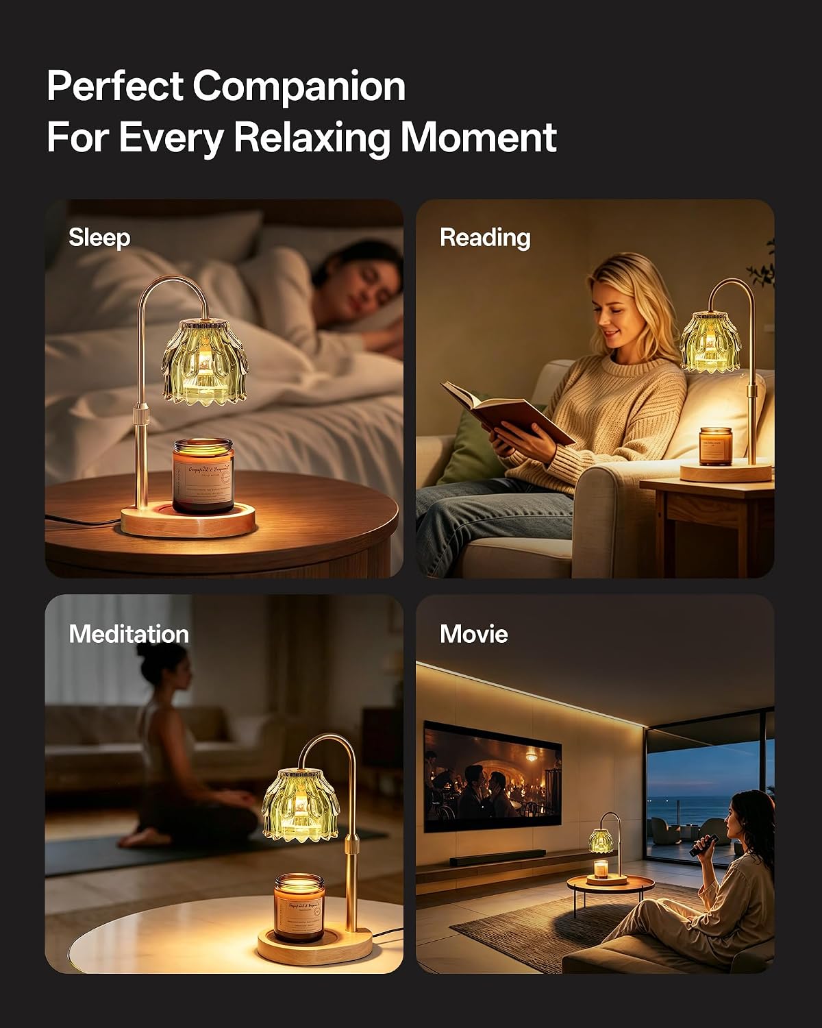 Homelist Candle Warmer Lamp with Timer Dimmer, Electric Wax Melter Warmer | Flower Adjustable Height Candle Warmer with 2 GU10 Bulbs for Women/Sister/Mom, Gifts for Birthday/Mother Day, Home Decor
