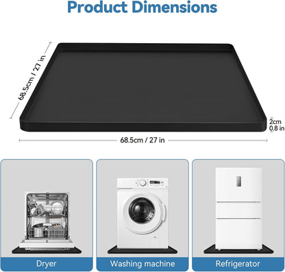 Washing Machine Drain Pan– Duty Waterproof Washing Machine Tray with Raised Edge, Washer Tray for Floor Protection, Topper Protector Mat for Washers & Dryers (Black, 27''x27''-1pcs)
