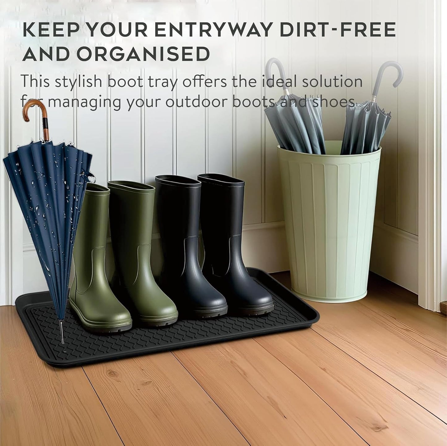 All-Weather Indoor Outdoor Boot Tray, 30"x15"x1.2" Large Boot Trays for Entryway, Plastic Shoe Tray for Shoes Boots Plants Pots Paint Tins Pet Bowls Car Storage, Waterproof Shoe Mat