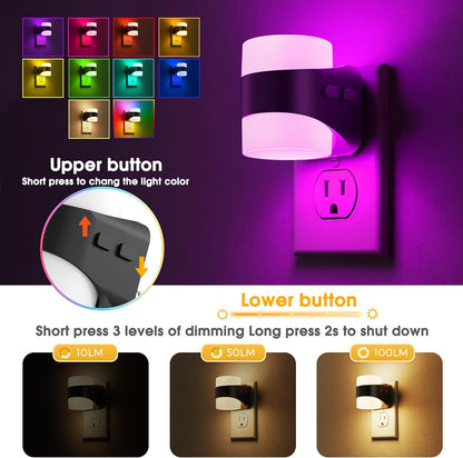 L LOHAS LED Night Light, Bubble Night Lights Plug into Wall,2 Pack 3000K/4000k/5000K Adjustable Color Temperature Night Light,Dimmable Nightlights with Dusk to Dawn Sensor for Rooms Bathroom Hallway