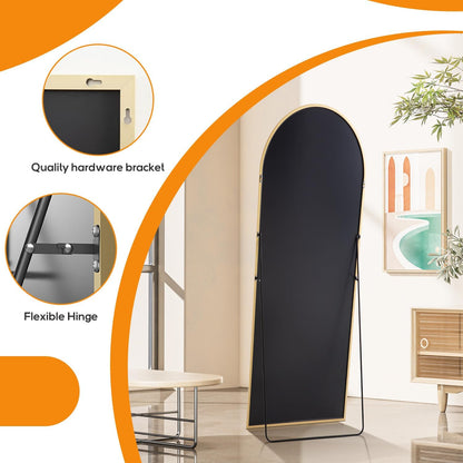 Arched Mirror Full Length, Upgraded 16"x59" Body Wall Mirrors with Shatter-Proof Glass, Floor Standing, Hanging or Leaning, Tall Arch Mirror with Stand Aluminum Alloy Frame for Bedroom, Black