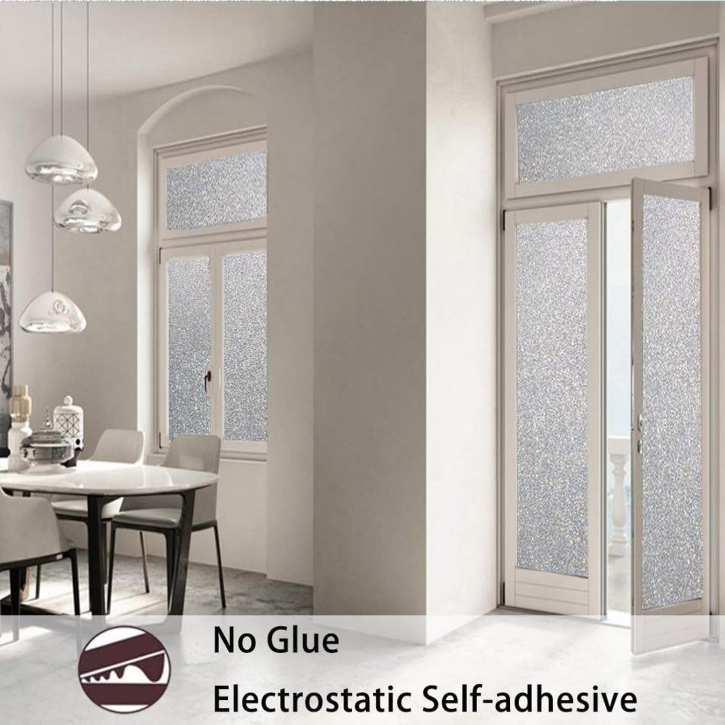 Finnez Frosted Privacy Window Film - Static Cling No Adhesive, Reusable & Easy to Remove, Decorative Glass Film for Home Bathroom Office Door, Crystal Clear 17.5 x 78.7 inches