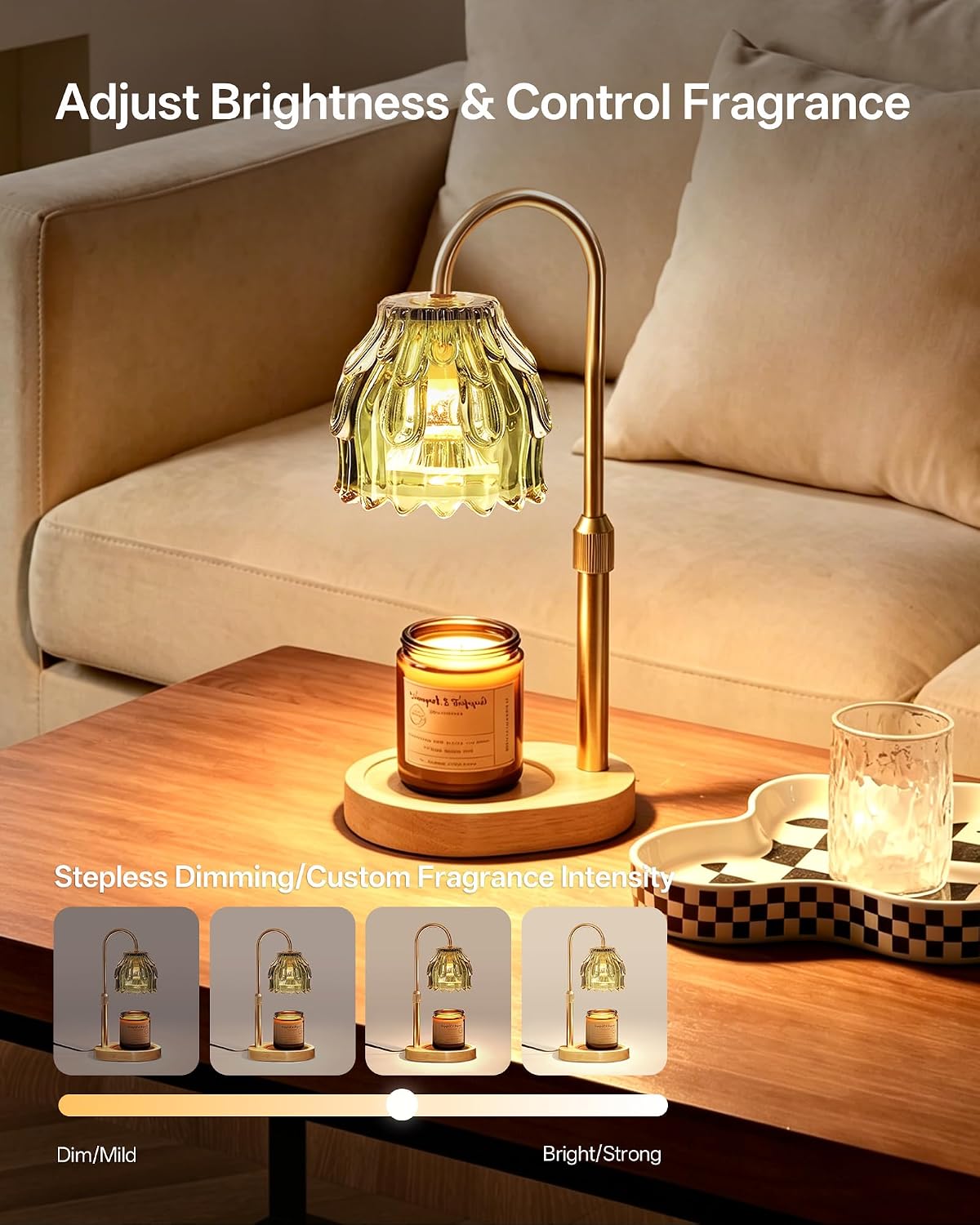 Homelist Candle Warmer Lamp with Timer Dimmer, Electric Wax Melter Warmer | Flower Adjustable Height Candle Warmer with 2 GU10 Bulbs for Women/Sister/Mom, Gifts for Birthday/Mother Day, Home Decor