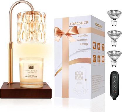 Candle Warmer Lamp with 3 Bulbs, Adjustable Height Dimmable Candle Warmer with Timer, Candle Lamp with Charming Gift Box Ribbon,Birthday Gifts for Women Mom, House Warming Gifts New Home Decor