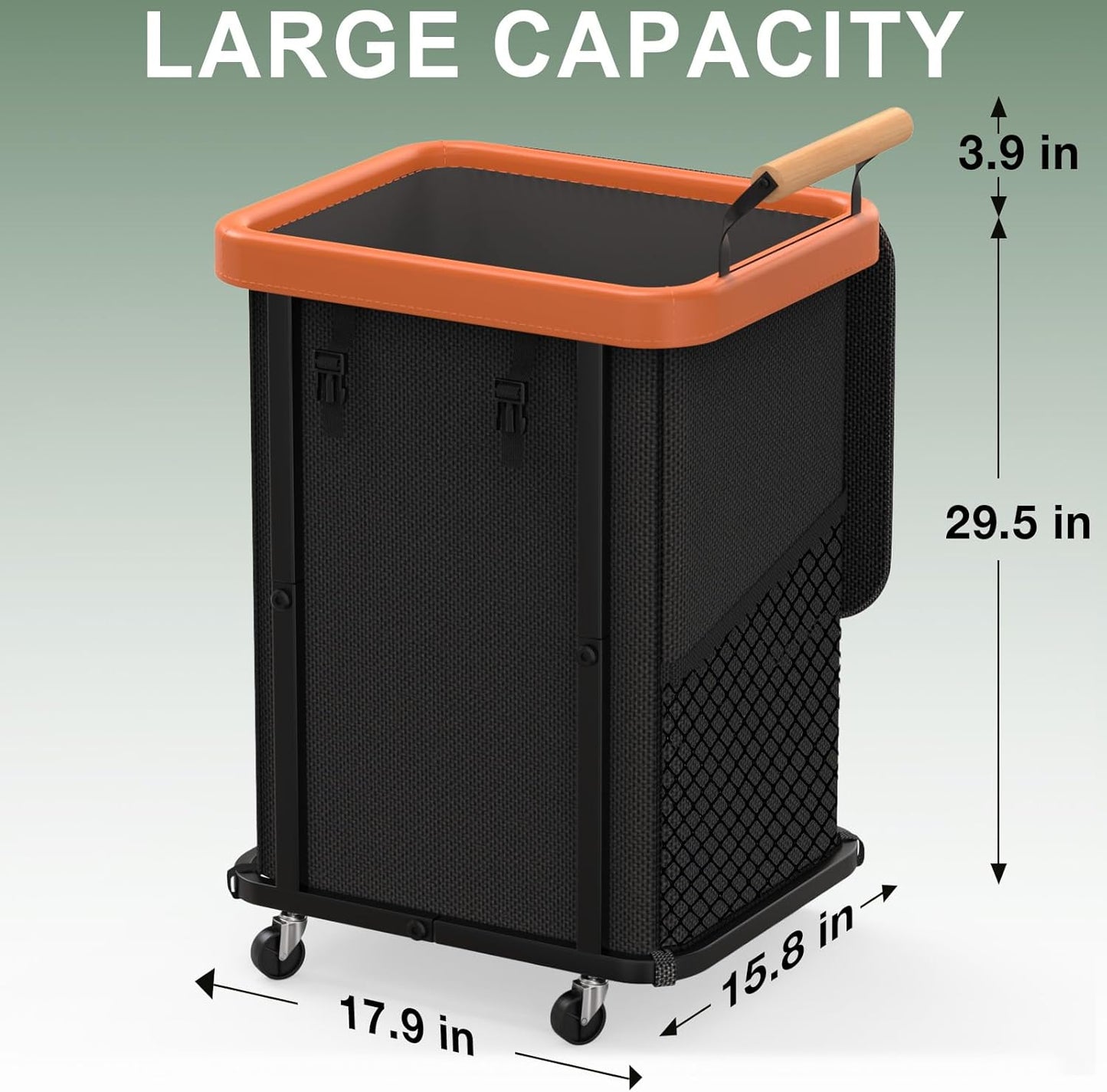 230L (60 Gal) Extra Large Fashion Laundry Sorter 3 Section with Lid, Rolling Laundry Basket Hamper with Handle, Laundry Organizer Storage Cart with Sturdy Metal Frame for Laundry Room, Hotel, White