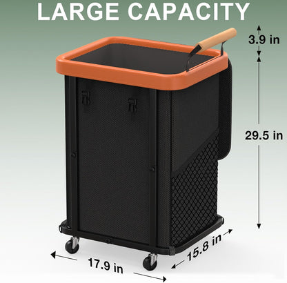 230L (60 Gal) Extra Large Fashion Laundry Sorter 3 Section with Lid, Rolling Laundry Basket Hamper with Handle, Laundry Organizer Storage Cart with Sturdy Metal Frame for Laundry Room, Hotel, White