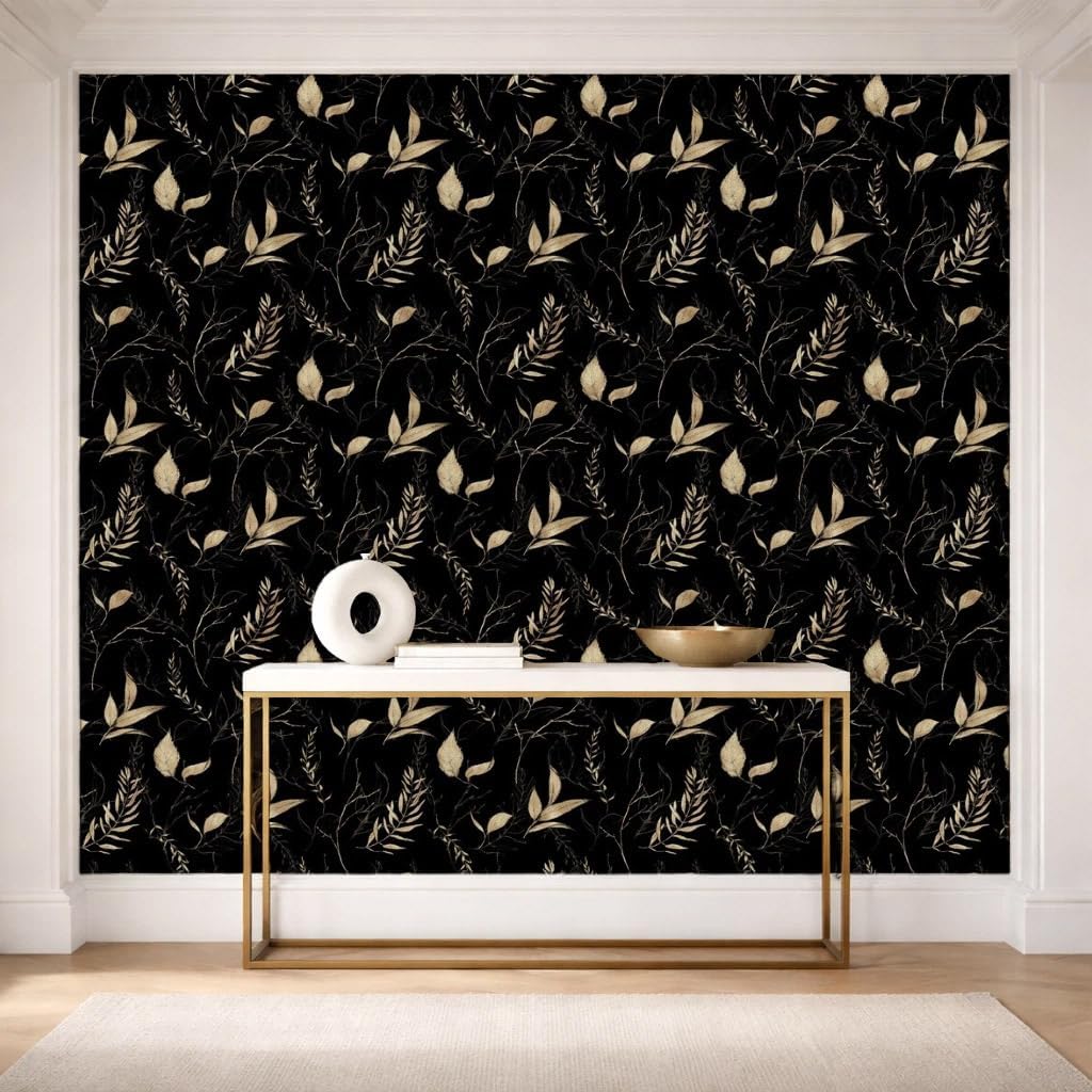 Sage Green and Blue Leaf Peel and Stick Wallpaper Modern Removable Self Adhesive Waterproof Renter Friendly Wall Covering for Bathroom and Accent Walls 17.7in x 88.5in