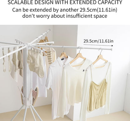 RFOUO Wall Mounted Clothes Drying Rack Tripod,Foldable Drying Rack,Wall Mounted Dryer Rack Clothing,Over The Door Drying Rack for Laundry Bedroom Household Aluminium