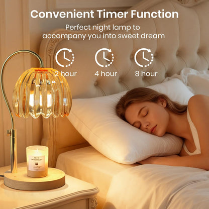 Candle Warmer Lamp with Timer & Dimmer, Electric Candle Lamp Warmer with 2 Bulbs for Scented Candle, Home Decor Gift for Her, Mother’s Day Gift (Milk Tea)