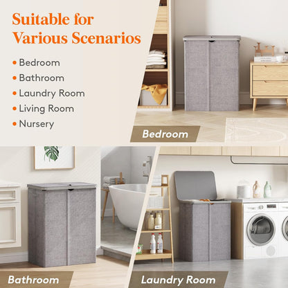 Lifewit 165L Large Laundry Basket with Lid, Laundry Hamper with Plastic Handles and Removable Bag, Foldable Tall Dirty Clothes Hampers for Laundry for Laundry Room, Bedroom, Bathroom, Dorm, Beige